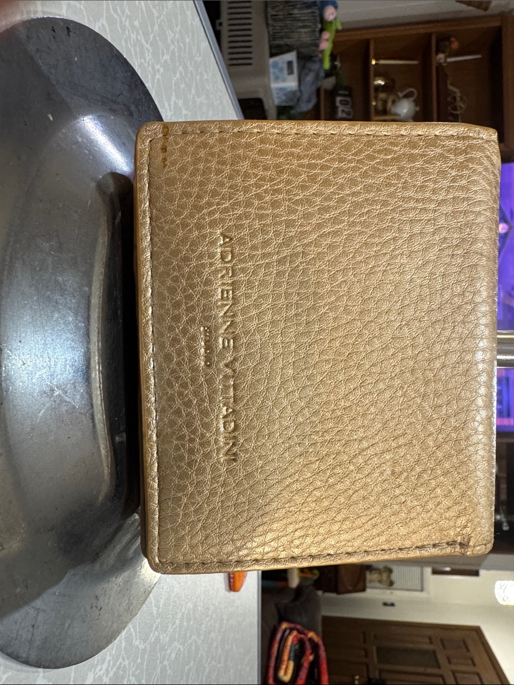 Adrienne Vittadini Metallic Gold Pebbled Leather Wallet